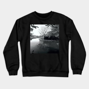 Ditch in my neighbourhood, view in black and white Crewneck Sweatshirt